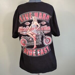 Harley Davidson Las Vegas Cafe Tshirt XL Motorcycle Graphic Tee Ride Easy Pin Up